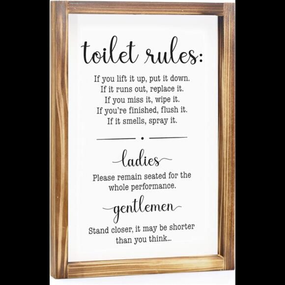 Toilet Rules Bathroom Sign 11x16 Inch, Bathroom Rules Sign, Toilet Rules Sign